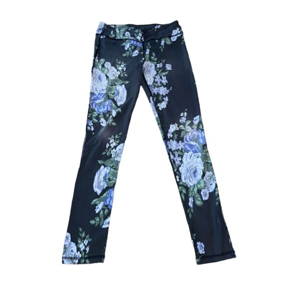 Albion Size Small Fit Intention Compression Leggings in Purple Gray Floral - Picture 2 of 8